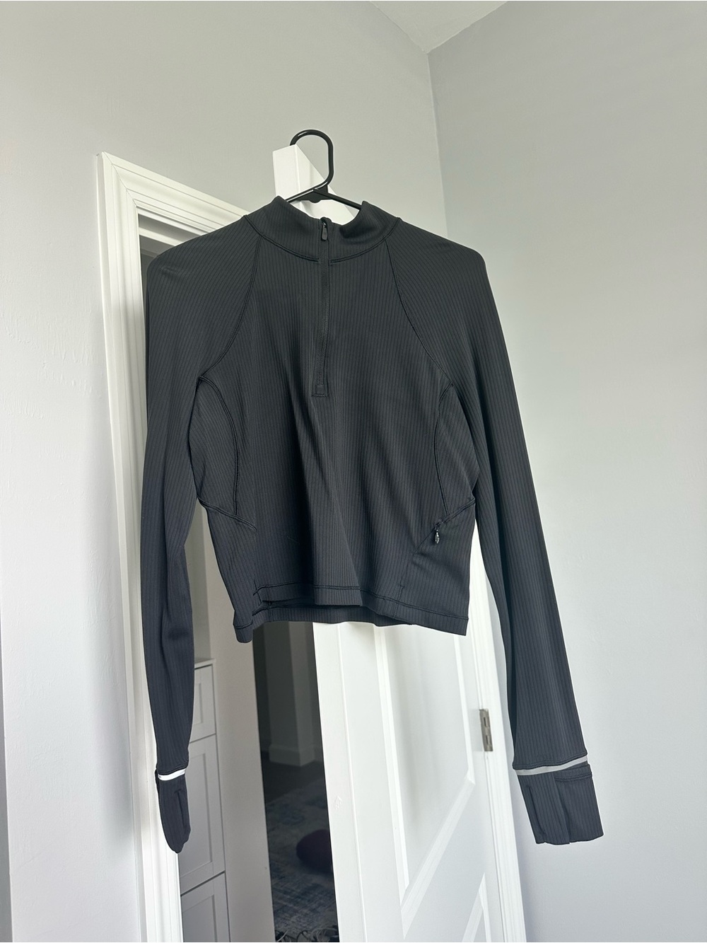 Lululemon Cropped Black Ribbed 1/4 zip